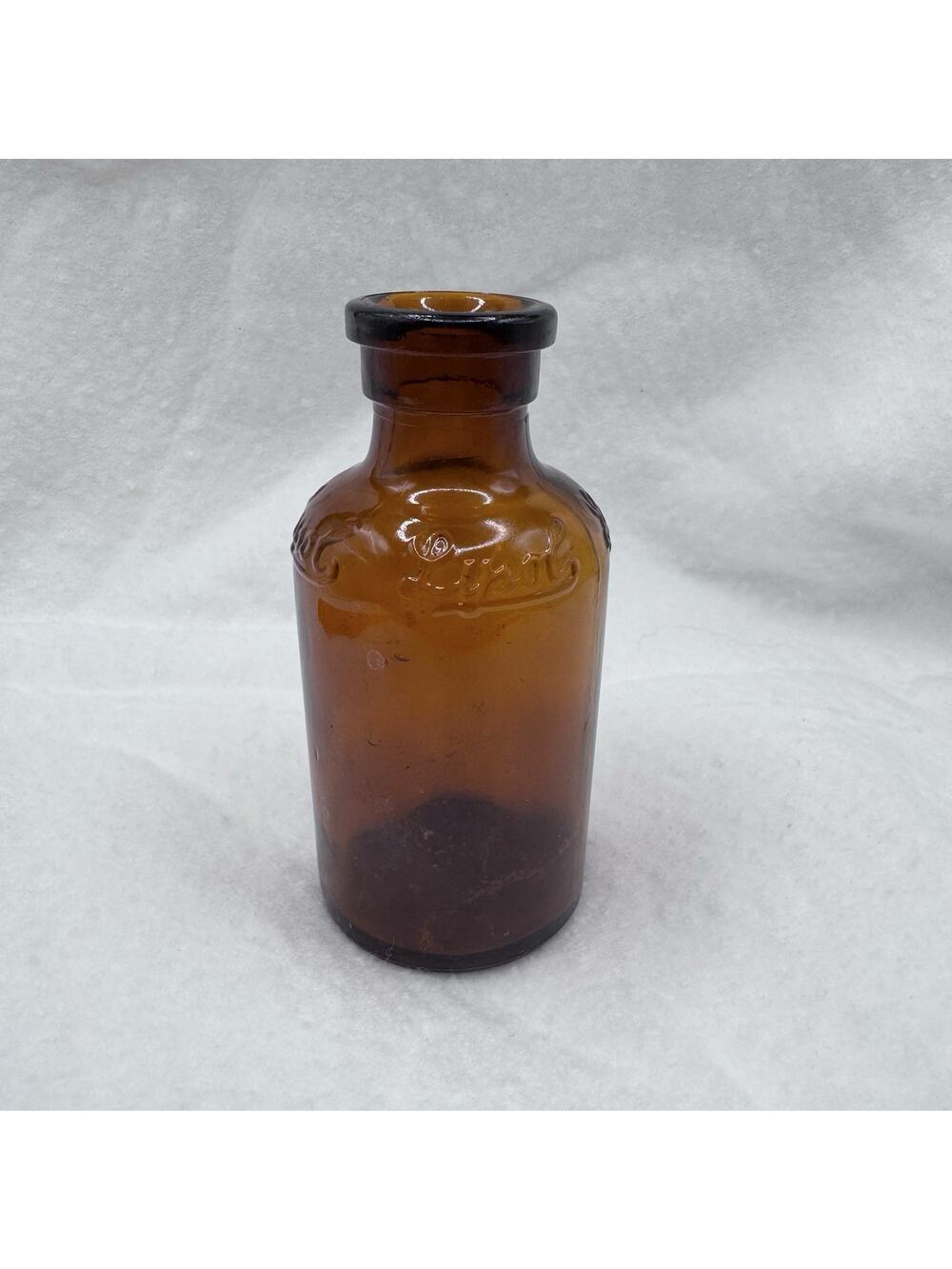 Vintage Amber Lysol Disinfectant Glass Bottle Small Empty Apothecary